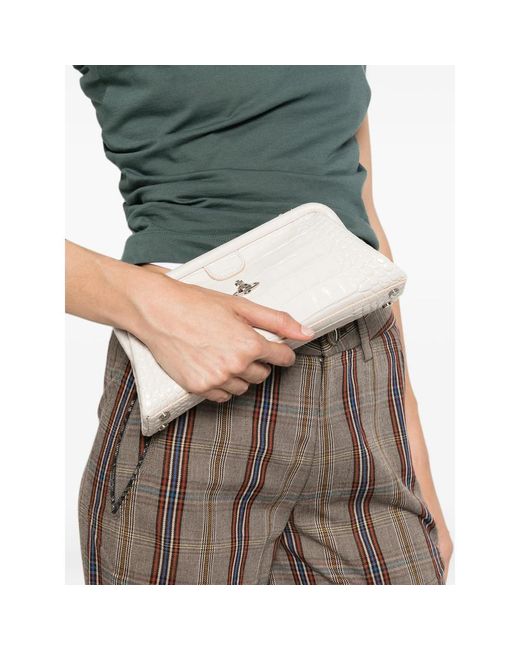 Vivienne Westwood Natural Orb Croc-Effect Clutch Bag