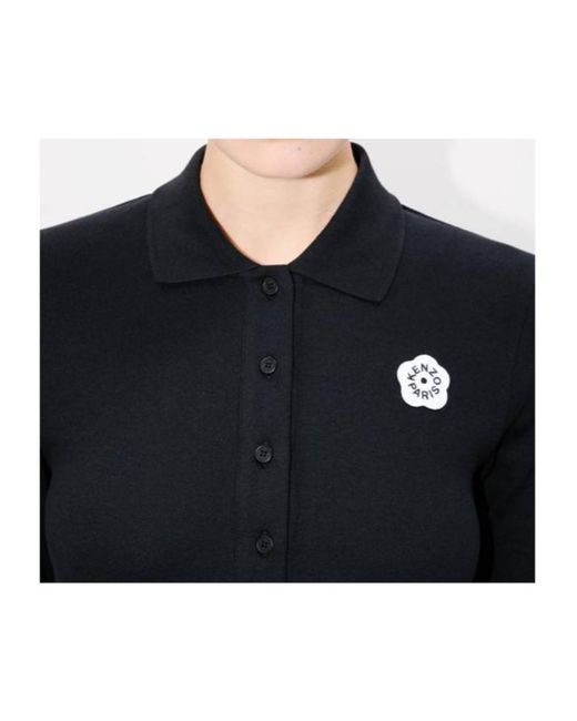 KENZO Blue 'Boke Flower 2.0' Embroidered Rib Polo Dress