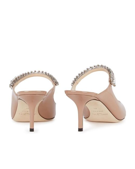 Jimmy Choo Natural Bing 65 Embellished Leather Mules