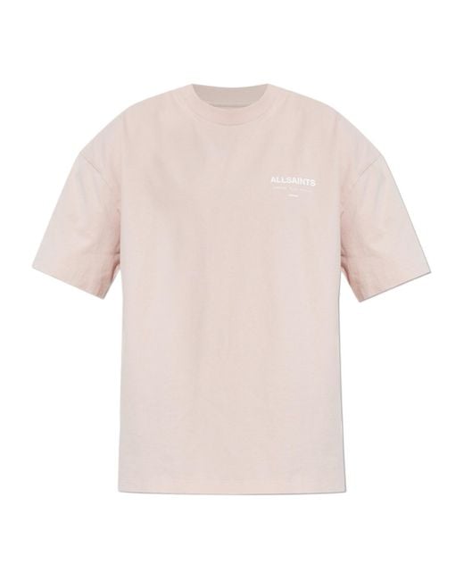 AllSaints Pink Underground Logo T-Shirt for men