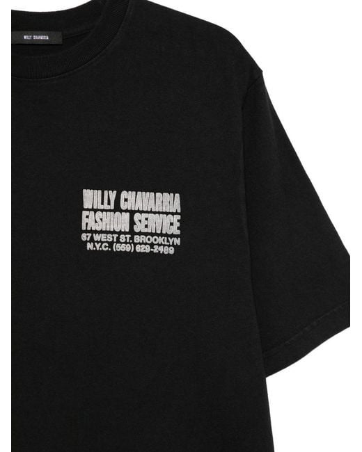 Willy Chavarria Black Fashion Service Logo T-Shirt for men