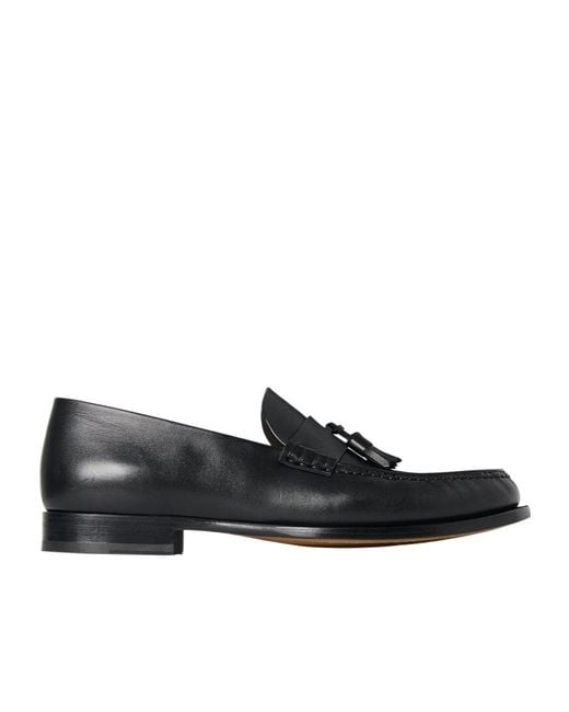 The Row Black Novus Tassel Leather Loafers for men