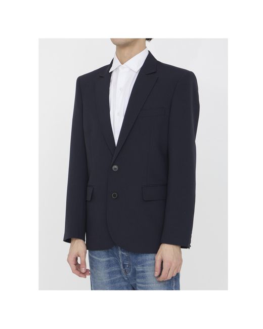 Valentino Blue Single-Breasted Long-Sleeved Jacket for men
