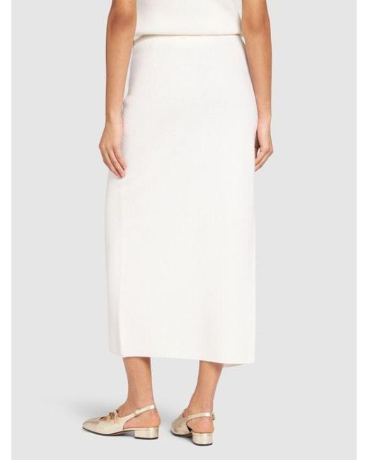 Max Mara White Knitted Mid-Length Skirt