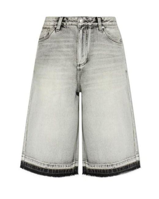 M I S B H V Gray Frayed Denim Shorts for men