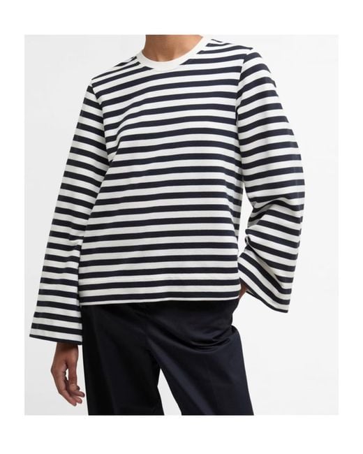 Barbour Black Striped Crew Neck Sweatshirt