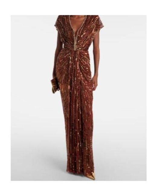 Jenny Packham Brown Zola Sequined Gown