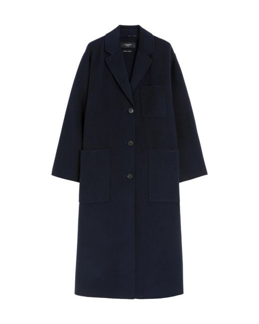 Weekend by Maxmara Blue Double-Faced Wool-Blend Coat