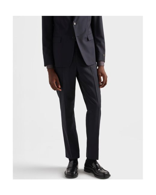 Prada Black Single Breasted Wool And Mohair Suit for men