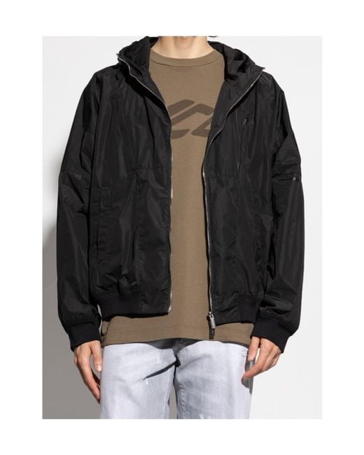 DSquared² Black Zip-Up Hooded Jacket for men