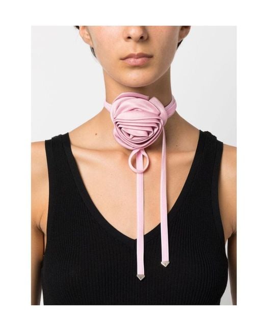 Prada Pink Floral-Appliqué Triangle Logo Scarf