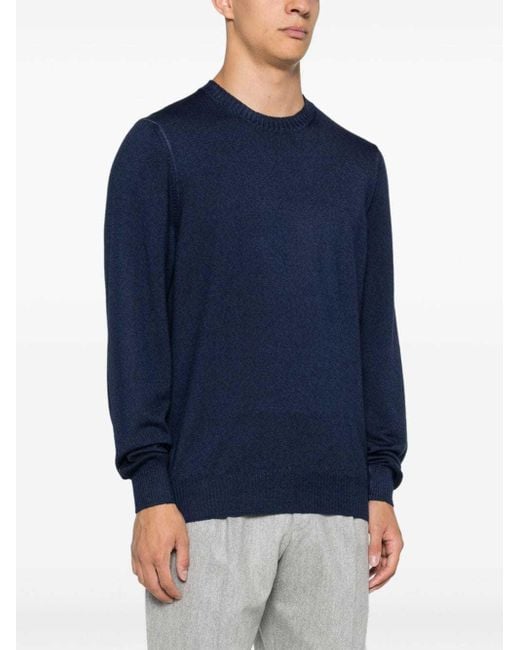 Fay Blue Logo-Embroidered Crewneck Jumper for men