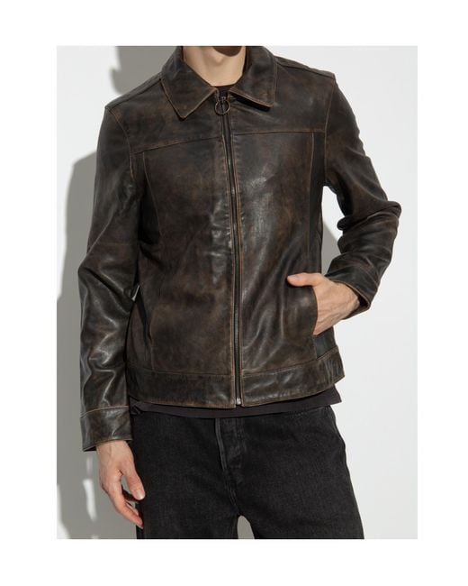AllSaints Black Leather Jacket Alkan for men