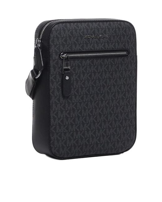 Michael Kors Black Varick Logo Detailed Zipped Messenger Bag for men