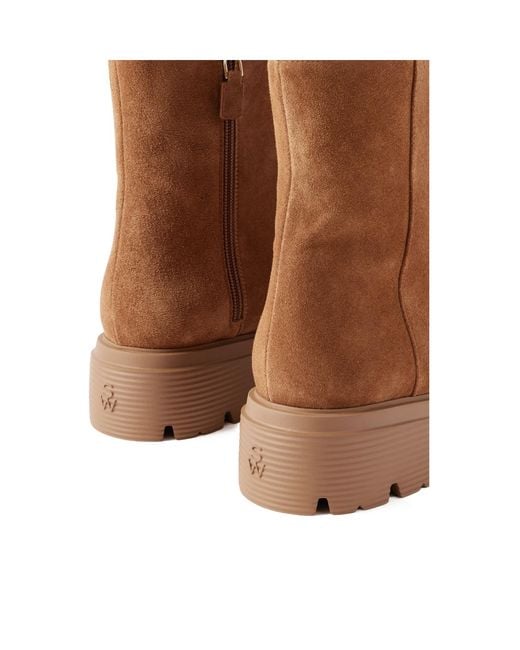 Stuart Weitzman Brown Solid-Color Suede Chelsea Boots
