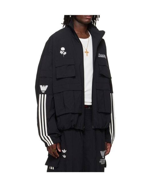 ADIDAS X WILLY CHAVARRIA Black Willy Chavarria X Adidas Originals Collaboration Stand Collar Casual Jacket for men
