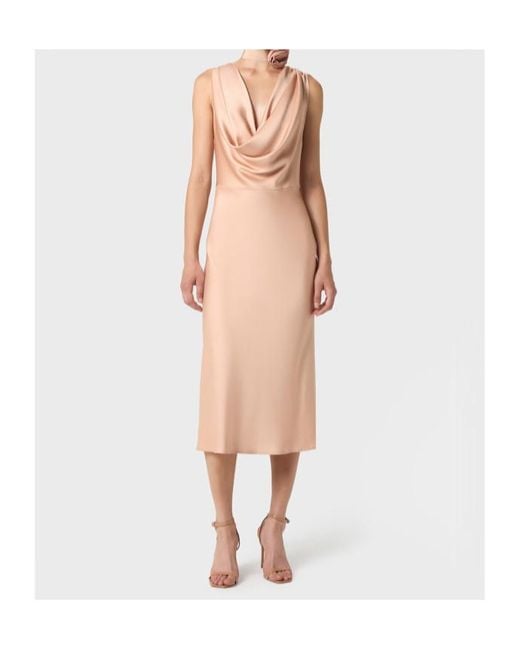 Blumarine Natural Draped Neck Midi Dress
