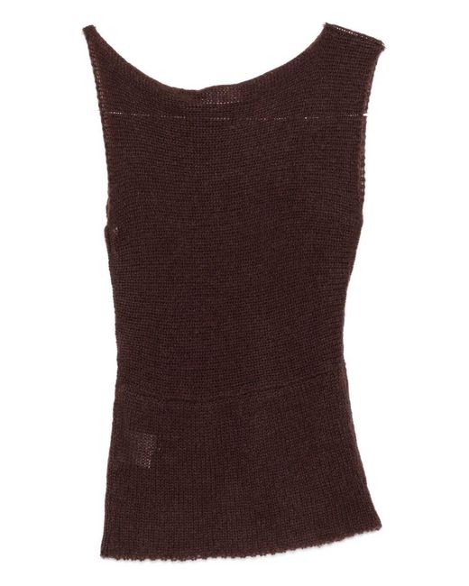 AYA MUSE Brown Asymmetric Vest