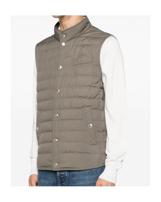 Brunello Cucinelli Gray Quilted Sleeveless Gilet for men