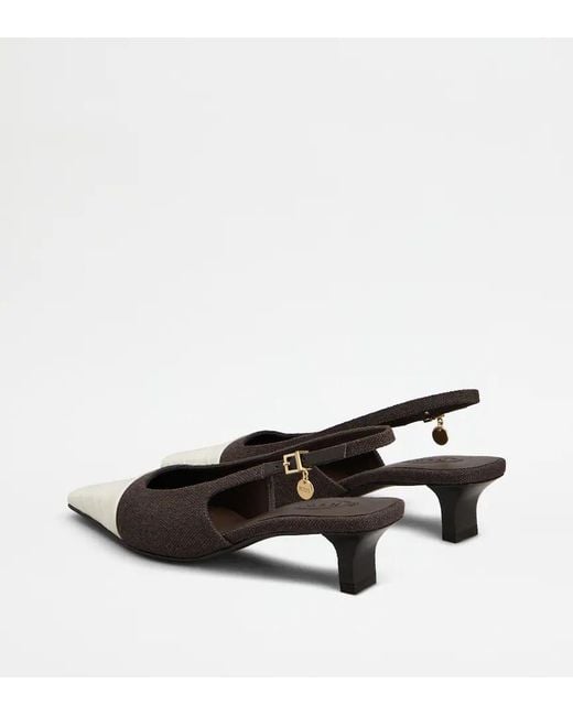Tod's Brown Croc-Effect Slingback Pumps