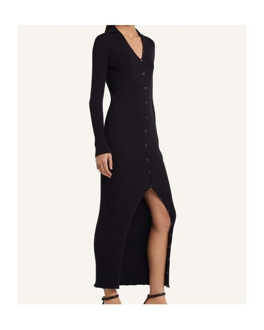Courreges Black Button-Down Midi Dress