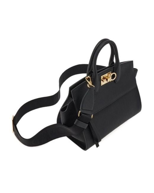 Ferragamo Black Ferragamo Studio Gancini Tote Bag