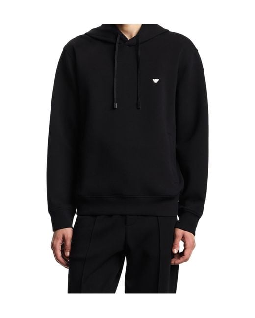 Emporio Armani Black Drawstring Long-Sleeved Hoodie for men
