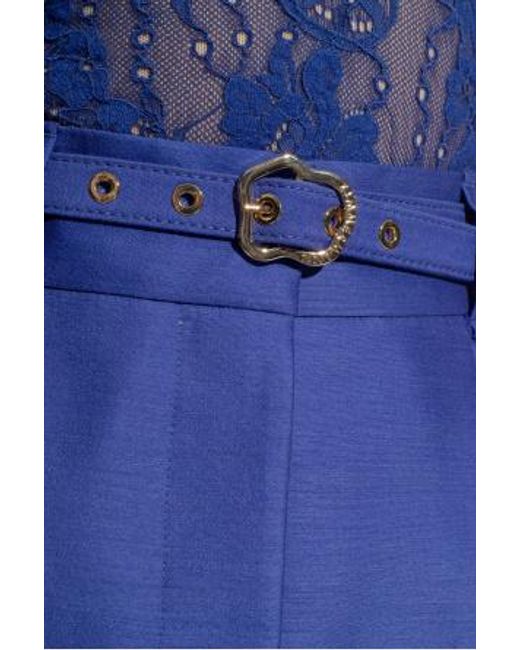Zimmermann Blue Belted High-Waisted Shorts