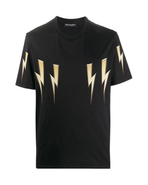 Neil Barrett Black Thunderbolt Printed T-Shirt for men