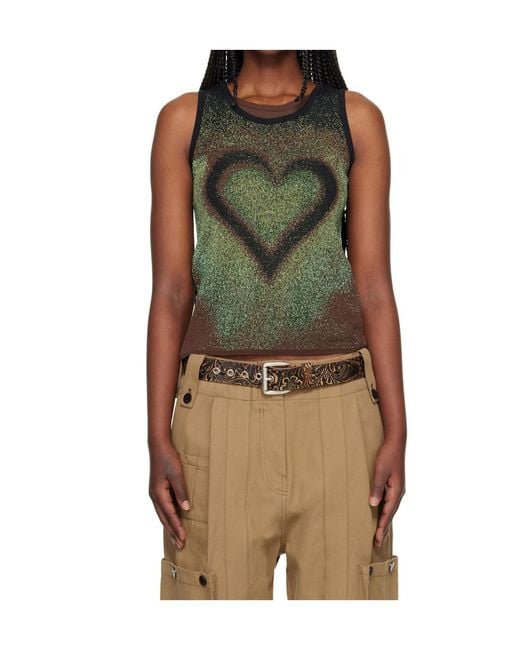 ANDERSSON BELL Green Airbrush Love Tank Top
