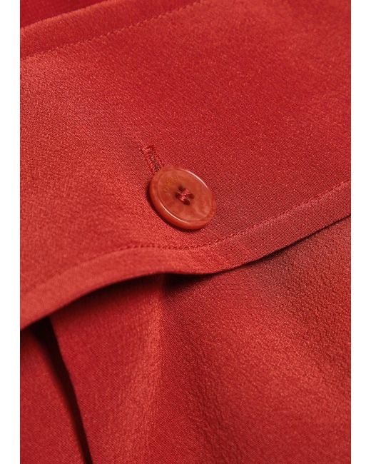 Joseph Red Kniza Belted Chiffon Top