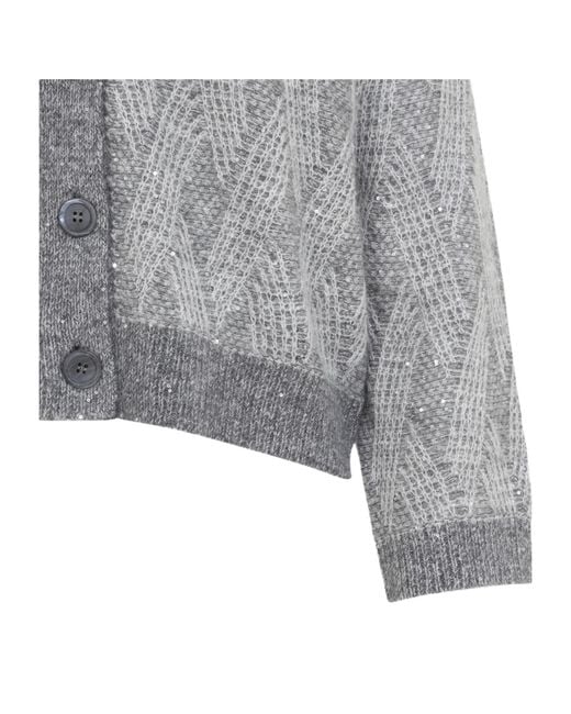 Peserico Gray Alpaca, Wool And Mohair Cardigan