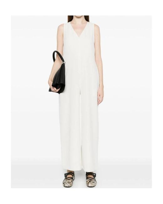 Calvin Klein White V-Neck Sleeveless Jumpsuit