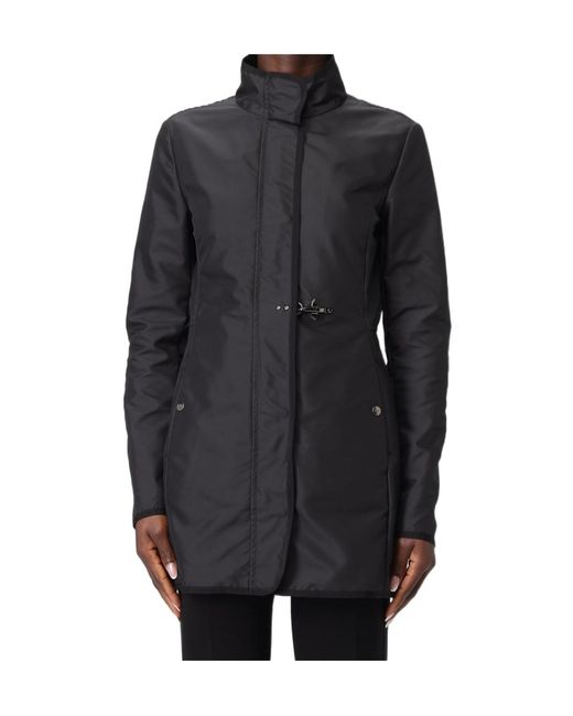 Fay Black High Neck Car Coat