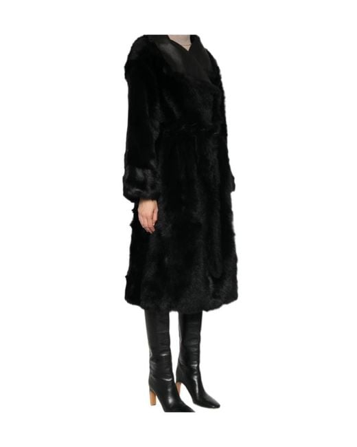 Yves Salomon Black Shearling-Trimmed Fur Jacket