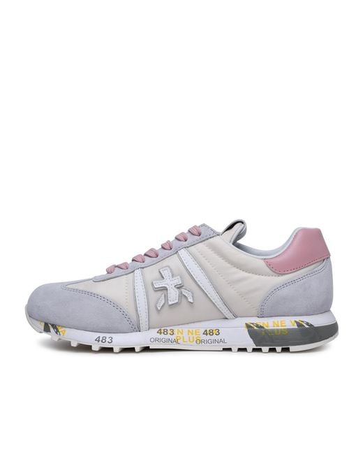 Premiata Gray Spliced Lace-Up Low-Top Casual Shoes
