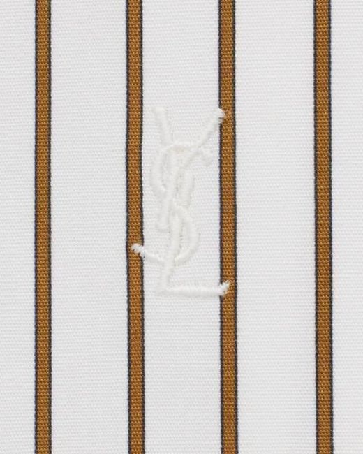 Saint Laurent White Striped Long-Sleeved Shirt