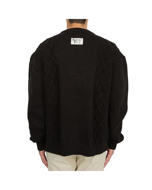 FAMILY FIRST Black Round-Neck And Long-Sleeved Sweater for men