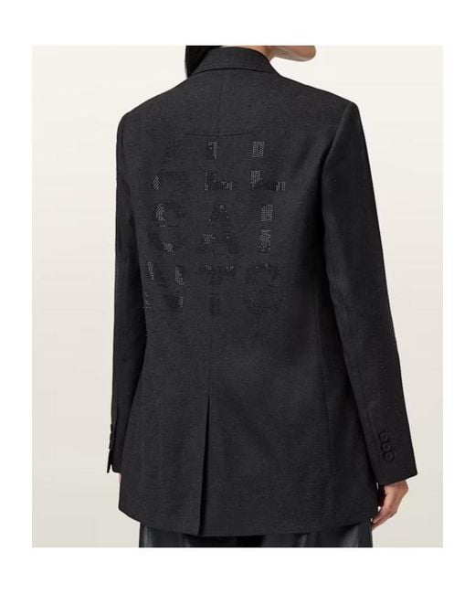 AllSaints Black Essie Single-Button Blazer