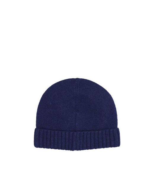 Borsalino Blue Logo-Patch Cashmere Beanie for men