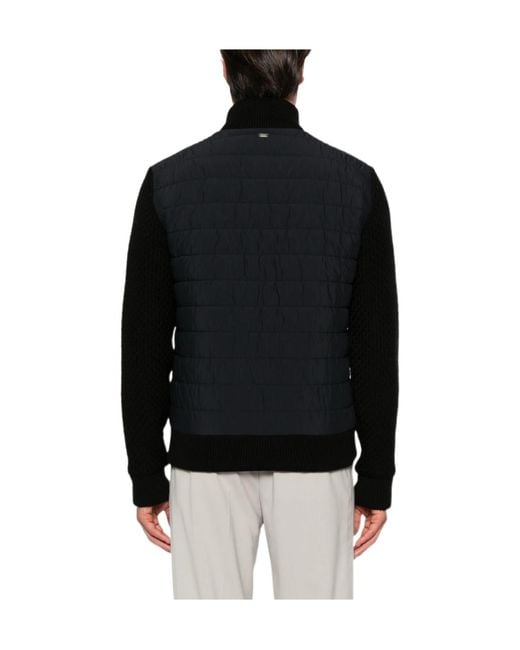 Herno Blue Knitted-Panel Down Jacket for men
