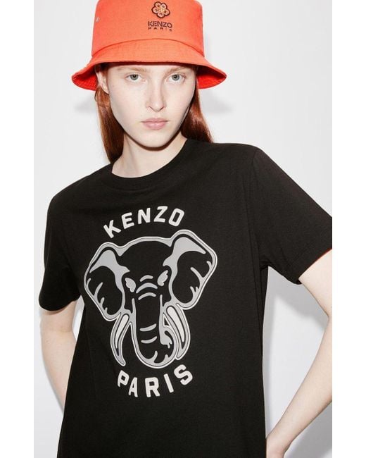 KENZO Black Loose-Fit Varsity Jungle Elephant T-Shirt