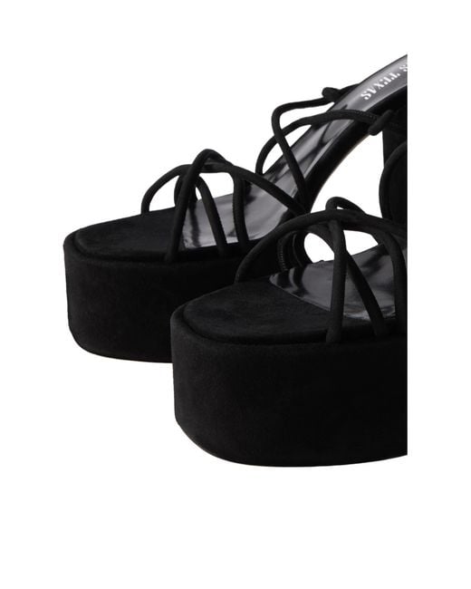 Paris Texas Black Solid Color Suede Platform Sandals