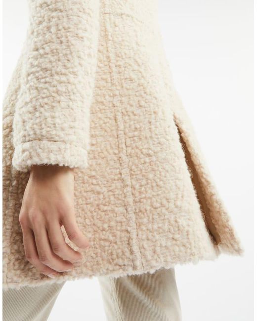 Fay Natural Virginia Bouclé Stand-Up Collar Coat