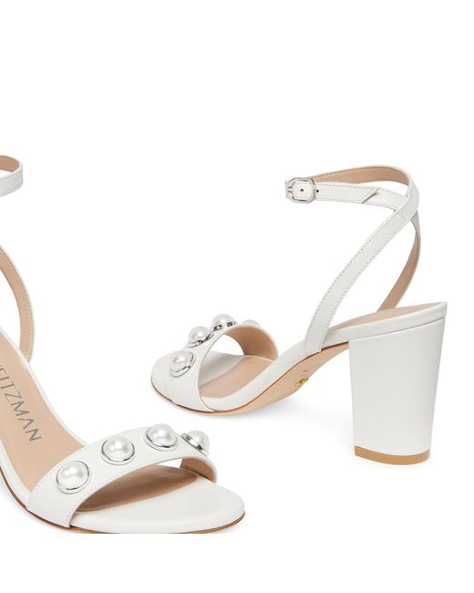 Stuart Weitzman White Nearlybare Portia High Heel Sandals With Thick Heels
