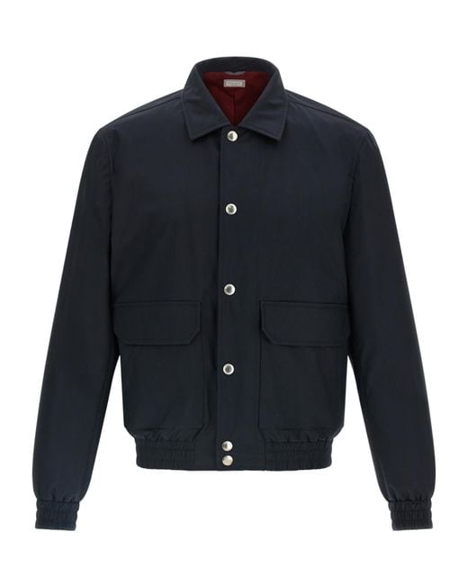 Brunello Cucinelli Blue Membrane Canvas Jacket for men