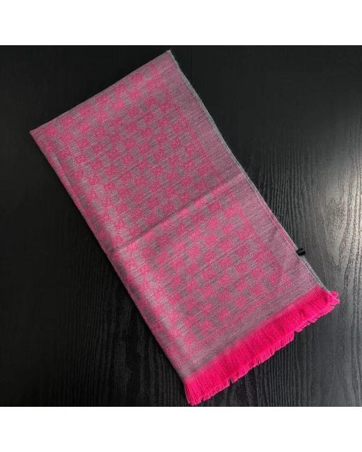 Gucci Pink Wool Gg Jacquard Scarf