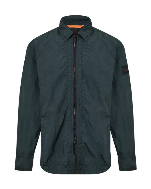 Boss Blue Stand Collar Long Sleeve Coat for men