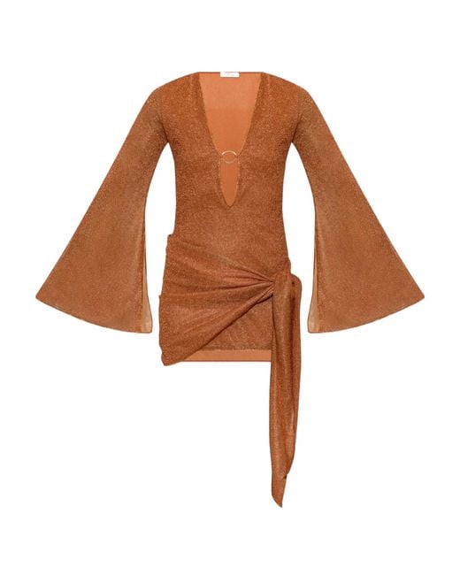Oseree Brown Oséree Ring Detail Lurex Mini Dress