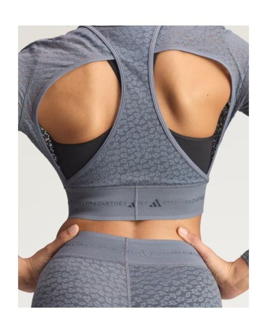 Adidas By Stella McCartney Gray Cropped Mesh Performance Top